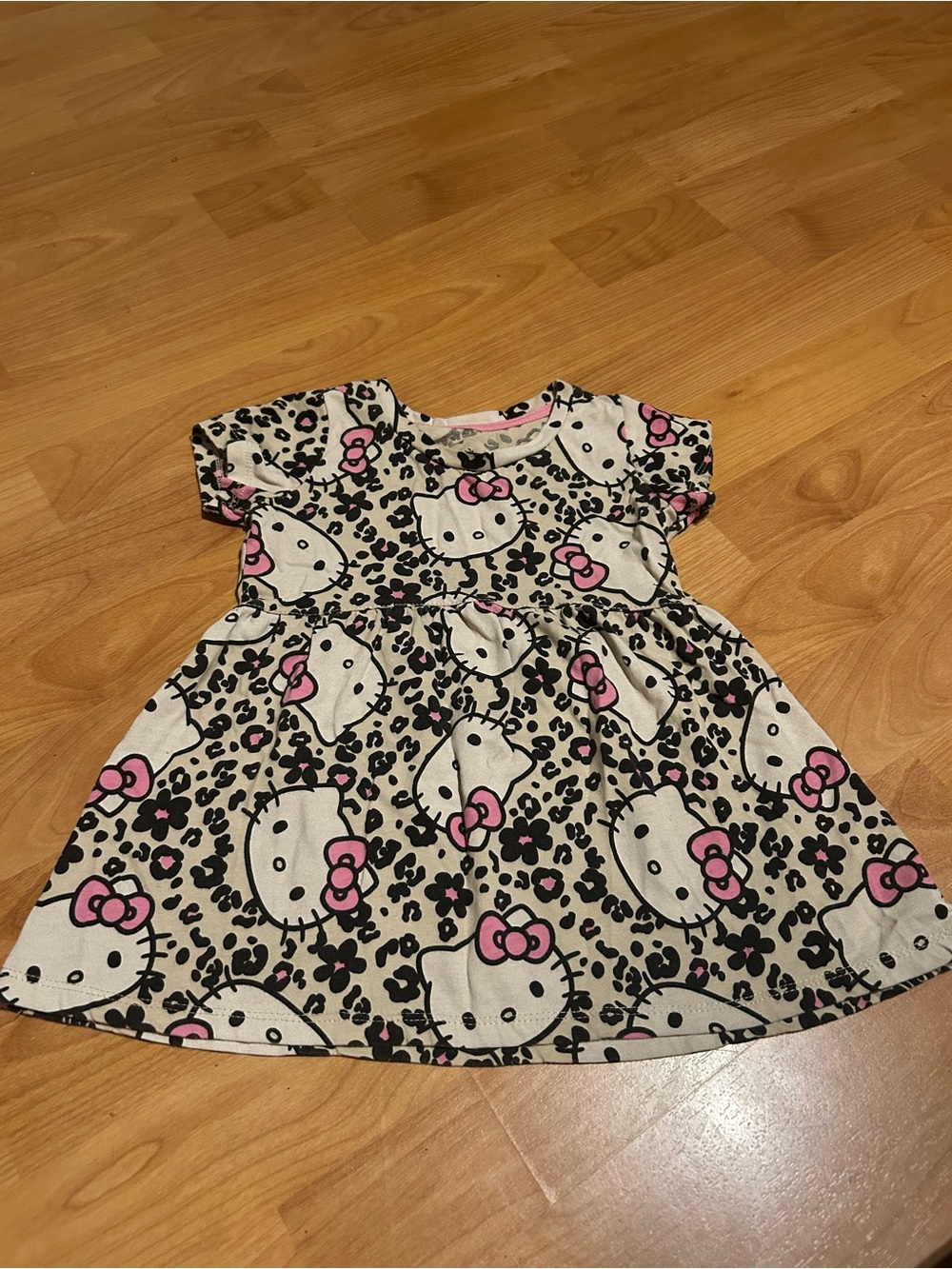 Hello Kitty GOOD Pink & Black Print Toddler Dress Size 2T